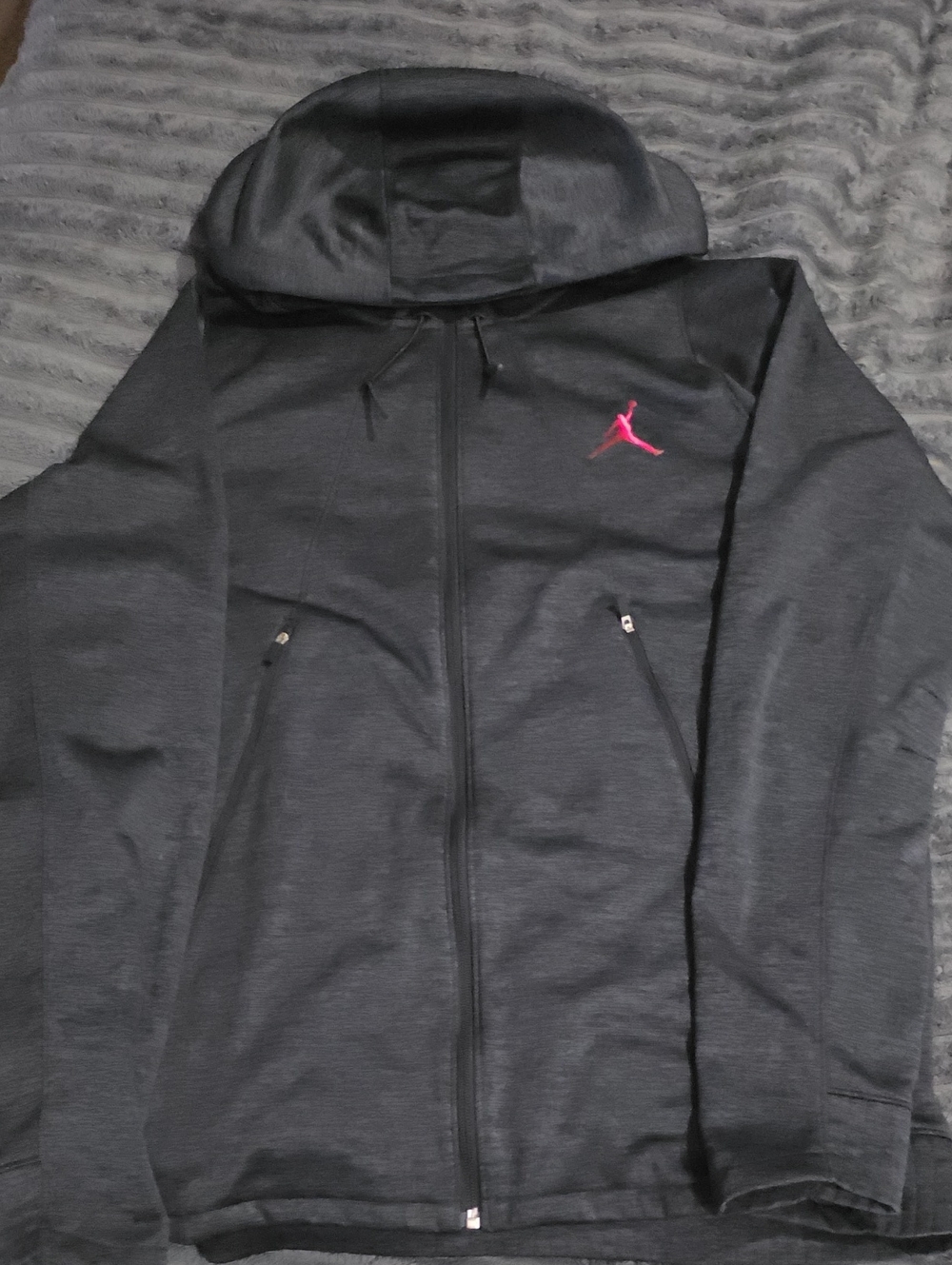 Jordan Black Full-Zip Performance Hoodie with Pink Jumpman